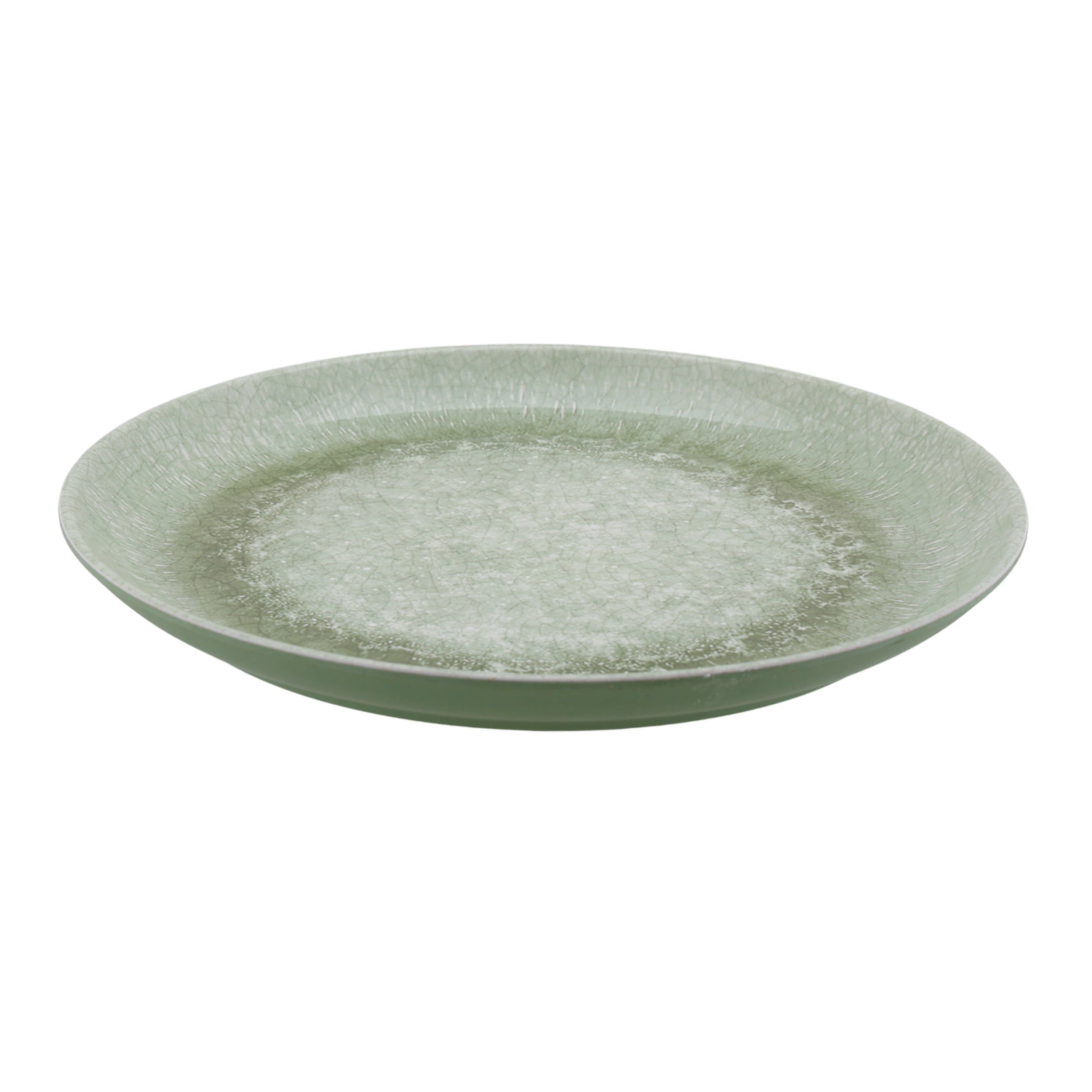 (4 pack) Better Homes & Gardens Reactive Green Reusable Dishwasher-Safe 10.75 in Round Bamboo Melamine Plastic Dinner Plate