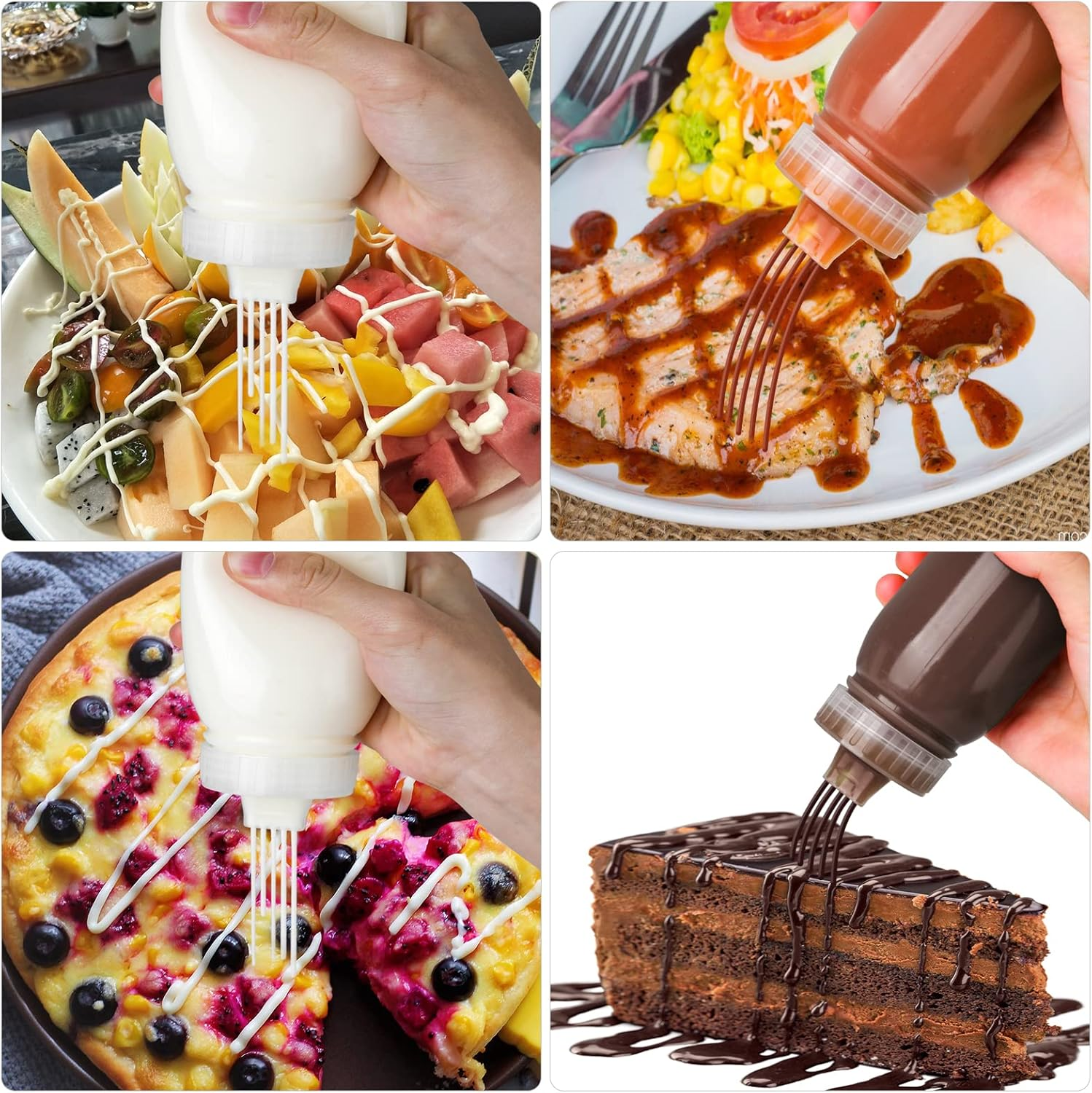 Porous Condiment Squeeze Bottles, Salad Dressing Container, Squeeze Bottles for Sauces, Botellas Exprimibles de Condimentos Syrup Dispenser Great for Ketchup, Salad, BBQ Sauce