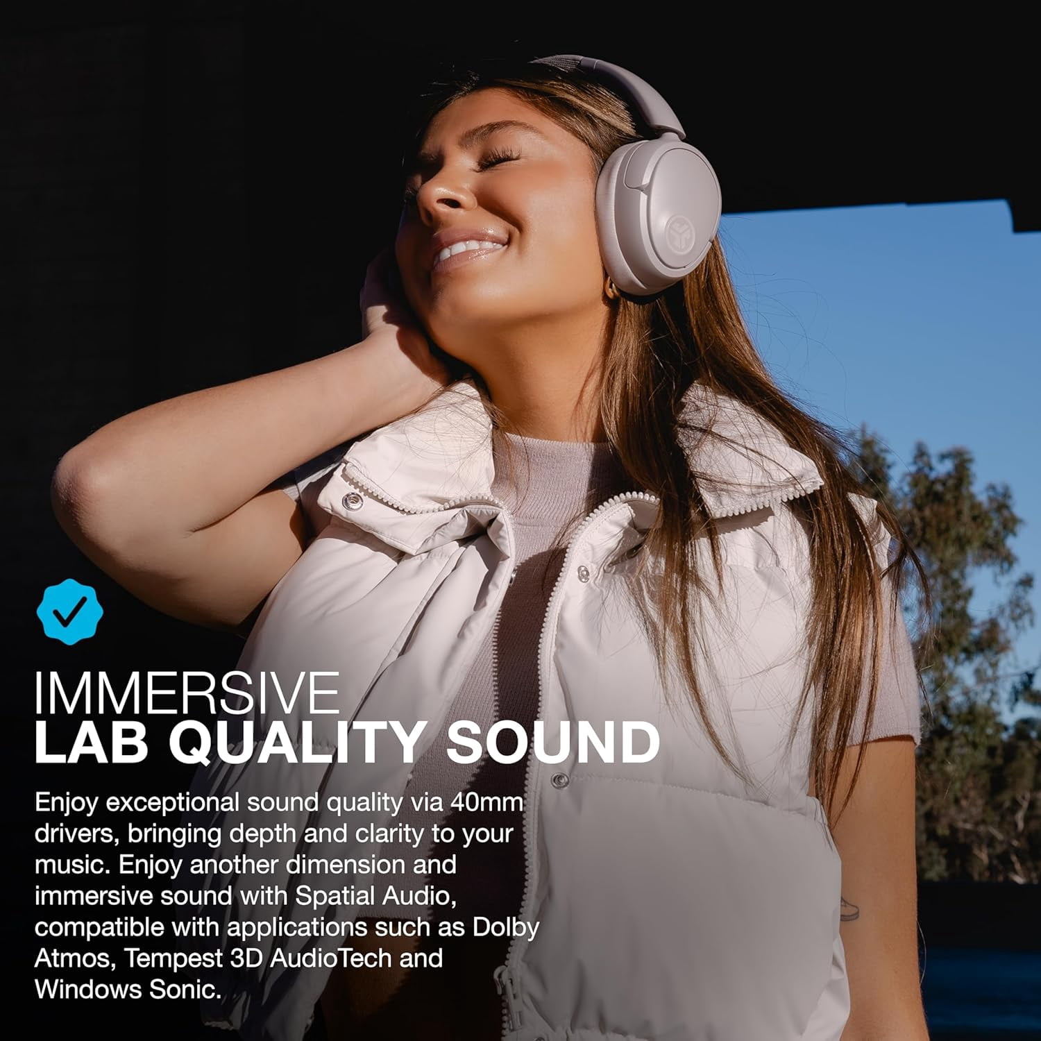 JLab JBuds Lux ANC over-Ear Headphones with Hybrid Active Noise Cancelling, 70-Hour Battery, Mauve