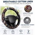 thumbnail image 3 of Bohemian Ethnic Pattern Steering Wheel Cover, 14.5-15 Inch Universal Fit, Non-Slip Breathable Linen Cloth Car Wheel Protector, Boho Style Auto Interior Accessory for Women Men, 3 of 5