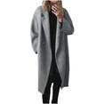 thumbnail image 3 of Womens Winter Coats Trench Coat Women New Fashionable Solid Color Lapel Breasted Woolen Coat Long Windbreaker Coat With Pockets, 3 of 7