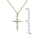 thumbnail image 6 of Precious Stars Jewelry 14k Two-tone Gold Crucifix Religious Pendant with 0.8-mm Square Wheat Chain, 6 of 7