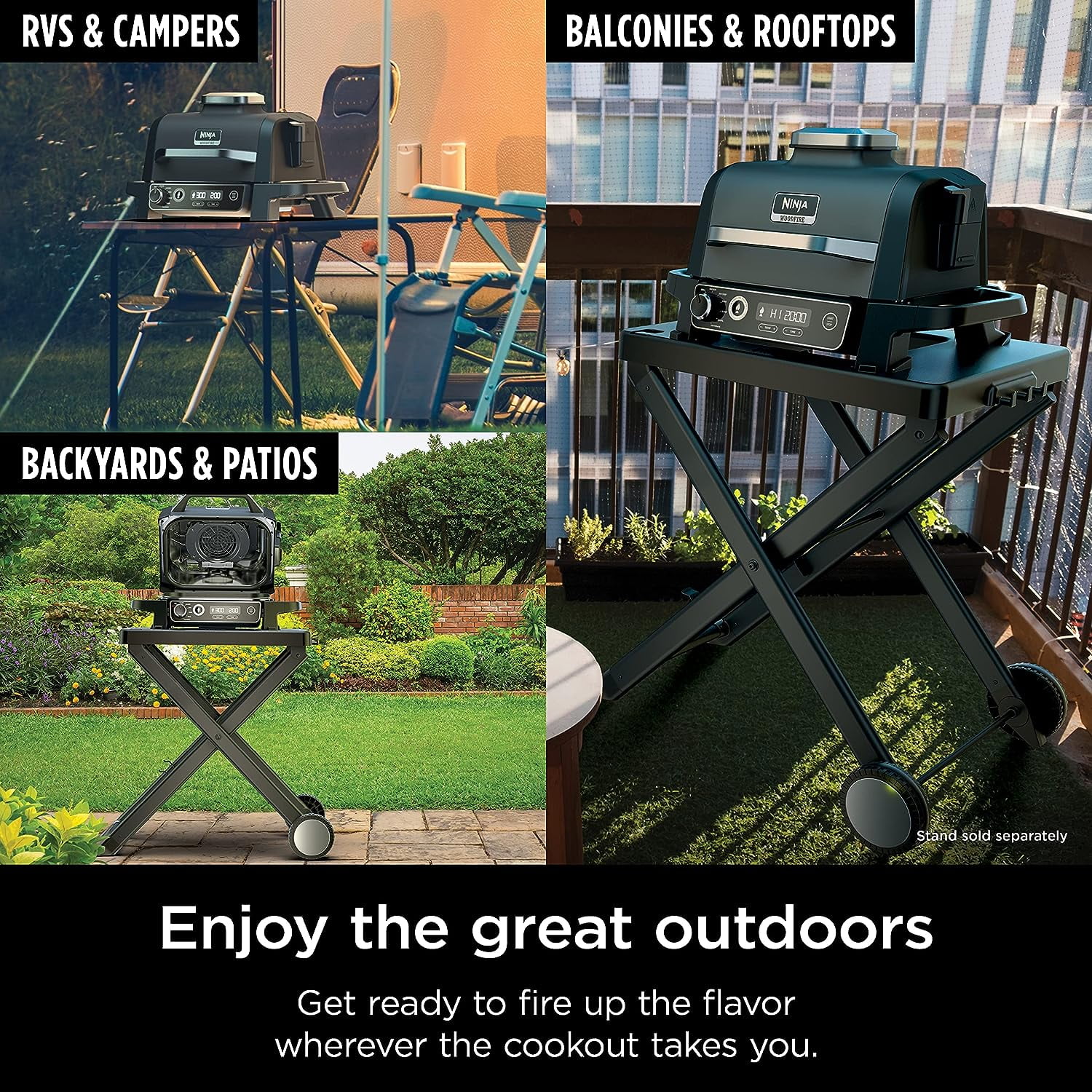 Ninja Woodfire 141” 1500W Outdoor Electric Grill with 7