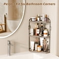 thumbnail image 4 of Corner Bathroom Counter Organizer, 3-Tier Wood Countertop Organizer for Perfume, Makeup Storage, Skincare Organizers for Vanity, Counter Corner Shelf for Kitchen, Bathroom, Dresser (grey), 4 of 8