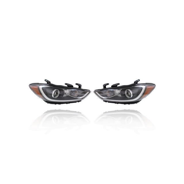 Headlight - Compatible/Replacement for '17-18 Hyundai Elantra Sedan SE/SEL (Korean Built) - Halogen Without LED Daytime Running Light - Pair, Left Driver + Right Passenger Set - 92102F2040, 92101F2040