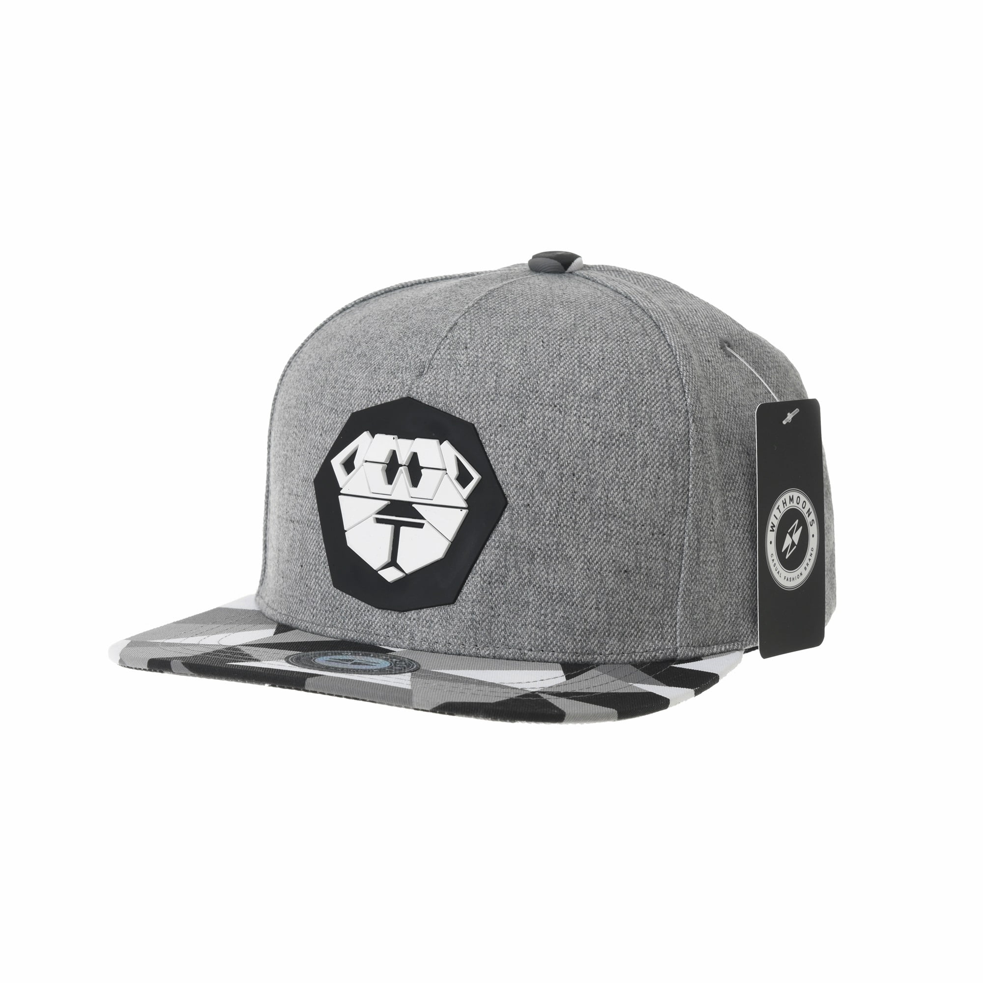 WITHMOONS Snapback Hat Lion Paper Fold Patch Geometry Pattern Flat Brim Cotton Baseball Cap