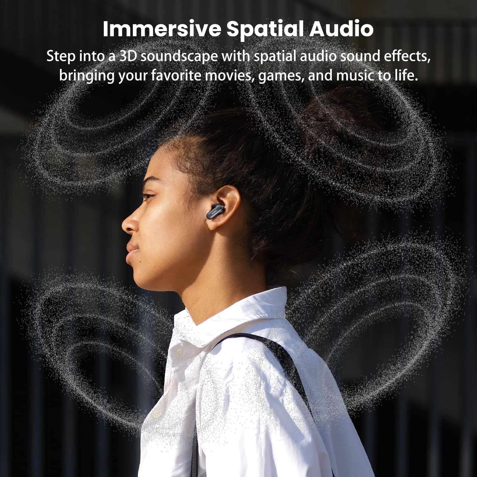 TOZO NC20 Active Noise Cancelling Wireless Earbuds, LDAC Hi-Res Sound Bluetooth Headphones, 6 Mics AI Call Ear Buds 80H Playtime, Dual Pairing, 32 EQ via App, IPX8 Waterproof, Wireless Charging Case