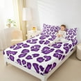 thumbnail image 4 of Manfei Purple Leopard Print Bed Sheets for Girls, Cheetah Print King Sheets, Cartoon Animal Theme Sheet Set, Microfiber Bedroom Decor 4 Pieces, 4 of 7