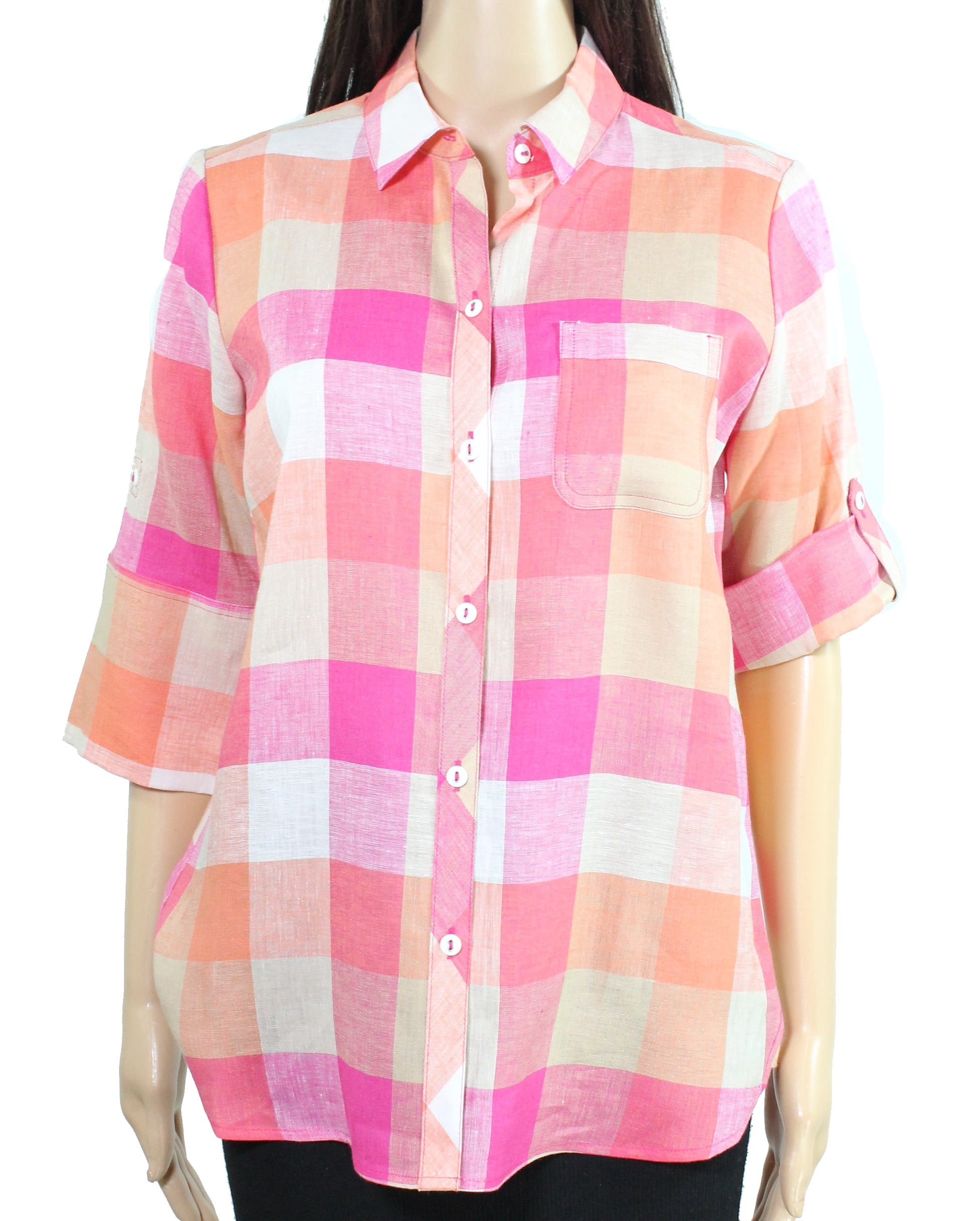 Womens Shirt Petite Button Down Linen 