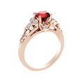 thumbnail image 2 of AFFY 1.28 Carat Round Shape Simulated Pink Ruby & Natural Diamond Leaves Engagement Ring 14K Solid Rose Gold Ring Size-5, 2 of 2