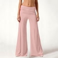thumbnail image 2 of Inglocry Low Waisted Fold Over Yoga Flare Pants for Women Lounge Foldover Sweatpants Wide Straight Leg Leggings Trousers Light pink M, 2 of 9
