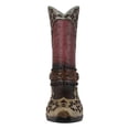 thumbnail image 5 of Rustic Western Red Brown Tooled Leather Scroll Lace Patterns Boot Floral Vase, 5 of 6