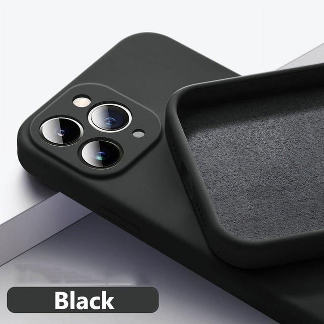 Soft Luxury Square Official Liquid Silicone Phone Case For iPhone 15 14 13 12 11 Pro Mini Max XR Plus SE 2020 Cover black for iPhone11 pro max