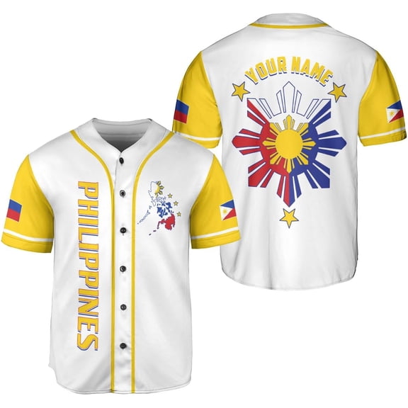 Personalized Philippines Baseball Jersey, Filipino Flag Baseball Jersey, Philippines Shirts, Philippines Flag Shirt (S)