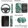 thumbnail image 7 of Binienty Polynesia Frangipani Floral Vehicle Seat Covers Full Set with Matching Steering Wheel Cover Center Console Cushion Seat Belt Covers Coasters Automotive Interior Decor Set 14 PCS, 7 of 7