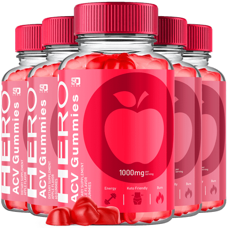 (5 Pack) Hero ACV Keto Gummies - Apple Cider Vinegar Supplement for Energy & Focus - Dietary Supplement Gummies with Apple Cider Vinegar Folate Vitamin B12 B6 Beet Root (300 Gummies)