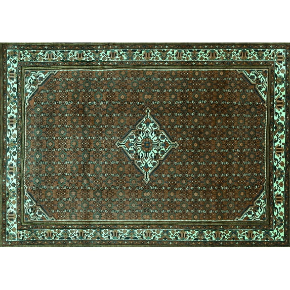 Ahgly Company Machine Washable Indoor Rectangle Persian Turquoise Blue Traditional Area Rugs, 3' x 5'