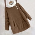 thumbnail image 6 of yoeyez Sherpa Fleece Hoodies for Women Winter Fuzzy Oversized Color Block Pullover Hoodie Soft Comfy Cozy Pajamas Tops with Pockets Brown,S, 6 of 7