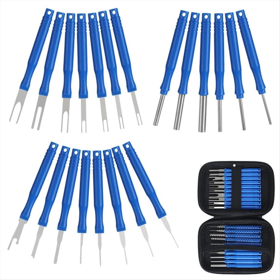 Rollbacks & More 21Pcs Car Terminal Removal Tool Kit Cable Plug Remove Puller Electrical Wire Crimp Connector Pin Extractor Blue