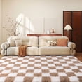 thumbnail image 6 of SARAG Rugs For Bedroom Living Room,5x7ft Off-White Camel Checkered Area Rug, Fluffy Soft Washable Carpet, Modern Non-Slip Shag Carpets For Boys Girls Nursery Home Aesthetic Decor, 6 of 8