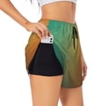 thumbnail image 3 of Lsque Orange To Teal Gradient Printed Women's Running Shorts with Liner Pockets,Elastic Quick Dry Workout Athletic Gym Yoga Shorts,Womens High Waist Shorts-Medium, 3 of 9