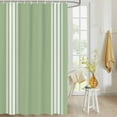 thumbnail image 4 of Fabric Shower Curtain Sage Green White Stripes Shower Curtains with 12 Hooks Waterproof Machine Washable Bath Curtains for Bathroom, 72 x 96in, 4 of 6