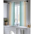 thumbnail image 5 of Teal Yellow Ombre Sheer Curtains 54 Inch Length 2 Panels Set for Living Room/Bedroom, Farmhouse Modern Gradient Art Kitchen Curtains Grommet Semi-Sheer Curtains Drapes Window Treatments 42"x54"x2, 5 of 7