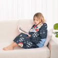 thumbnail image 4 of Dark Blue Christmas Santa Pattern Blanket Hoodies for Kids 6-13YR Oversize Wearable Blanket Hoodies for Boys Girls Teens, 4 of 7