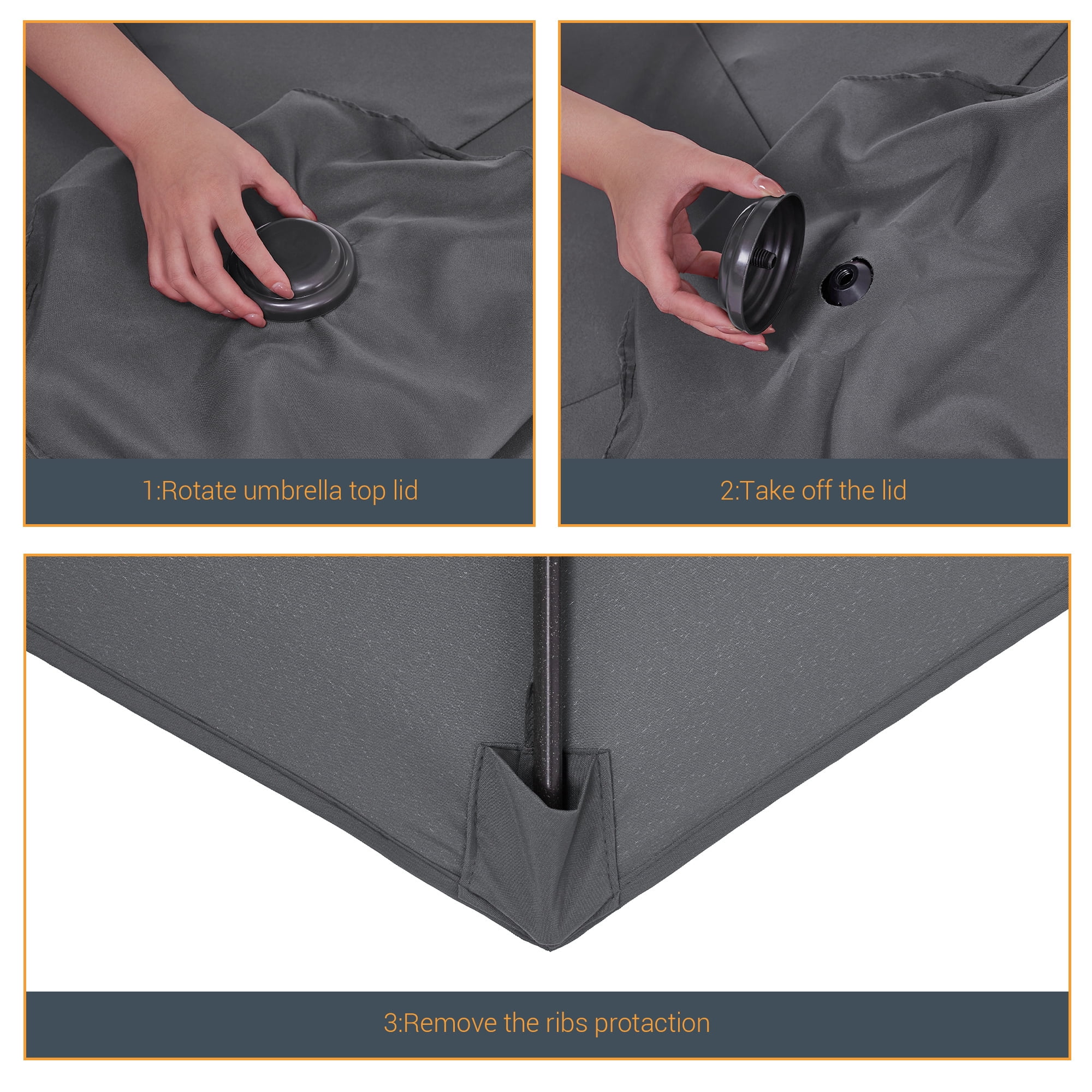 ACEGOSES 7.5ft Patio Umbrella, Outside Table Umbrellas With Non-Fading Polyester canopy, Anthracite