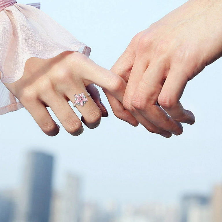  Awmnjtmgpw 925 Sterling Silver Romantic Flower Zircon Ring  Fashion Pink Diamond Set Cherry Blossom Ring Women's Fashion Wedding  Engagement Ring Size 6-10 (Size 9) : Clothing, Shoes & Jewelry