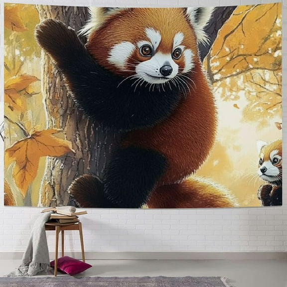Patifu Red Panda Tapestry Wall Hanging Unique Style Graphic Tapestries Home Wall Decor Art for Living Room Bedroom Dorm Decoration Short Plush 40x30inch