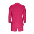 thumbnail image 7 of UVEASISHA 2 Piece Linen Sets for Women Summer Casual Office Outfits 3/4 Sleeve Collared Button Down Shirts Elastic Waist Drawstring Shorts Set Hot Pink S, 7 of 7