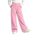 thumbnail image 3 of BXJX Girls Corduroy Pants Size 14-16, Outdoor Elastic Waist Straight Leg School Kids Casual Pants Pink, 3 of 8