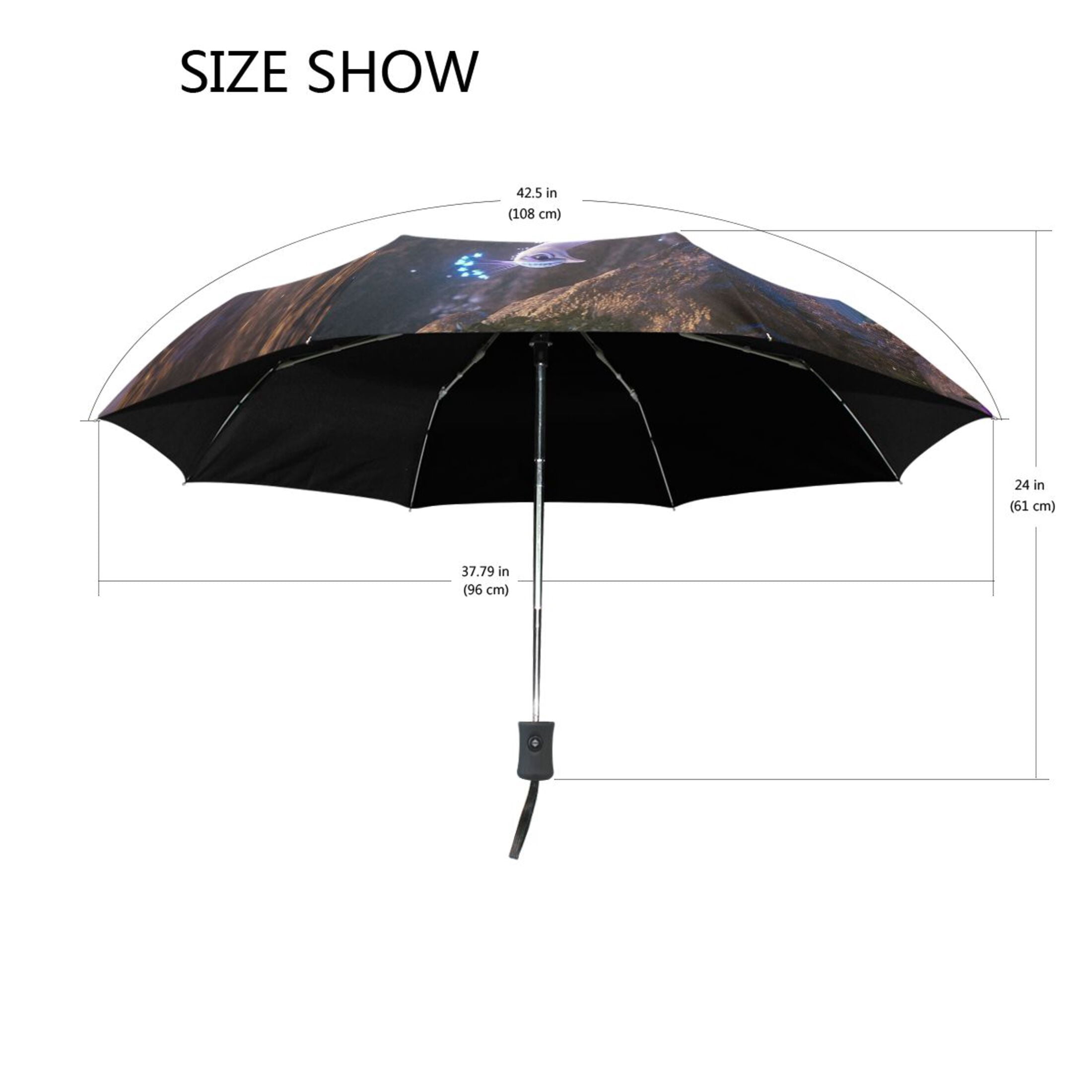 YAZAOO One-Touch Auto Open Close Rain Umbrella With Creative Fantasy Peacock Crystals Pattern