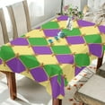 thumbnail image 4 of Mardi Gras Zigzag Tablecloth Rectangle Colorful Table Cloth Large Square Table Cover for Dining Kitchen Party 60"x60" Decor Gift, 4 of 7