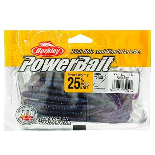 Berkley Powerbait 7” Power Worm Mid Nite Fire 40 Ct Bag 
