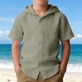 thumbnail image 5 of Tiijoy Boys Linen Hooded Short Sleeve Shirt Casual Breathable Button Down Shirt, Sizes 5-14, 5 of 8