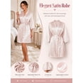 thumbnail image 4 of DAKIMOE Silk Satin Robes for Women Bride Bridesmaid Party 3/4 Sleeve Sexy Short Bath Robe Comfy Sleepwear Loungewear Nightwear for Womens, Pure Champagne, S, 4 of 8