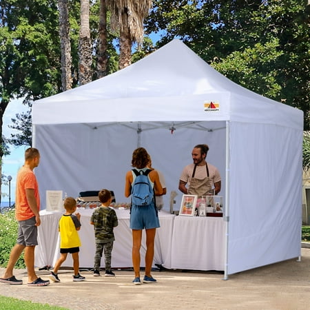ABCCANOPY 10 ft x 10 ft Metal Pop-Up Commercial Canopy Tent with walls White