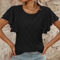 thumbnail image 6 of RMGVDSD Women Tee Shirts Women's Summer T Shirt With Floral Cutout And Ruffle Sleeves Casual Wear Stylish Tshirt Blouses, 6 of 8