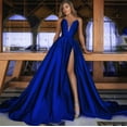 thumbnail image 2 of Vestido de novia con escote en V profundo sexy para mujer de otoño e invierno, vestido de ceremonia, 2 of 6