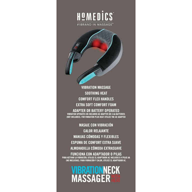 HoMedics Comfort Foam Vibration Neck Massager with Heat, NMSQ-216H-2,  2-Speeds