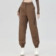 thumbnail image 6 of Lenpel Women's Cargo Joggers Plus Size Elastic High Waisted Waterproof Athletic Hiking Pants Travel Casual Trousers(Coffee,5X-Large), 6 of 6
