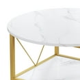 thumbnail image 6 of Dextrus Round Coffee Table with Storage, Rustic Living Room Tables with Sturdy Metal Legs, Marble White and Gold, 6 of 7