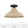 thumbnail image 7 of Hunter - Agoura 1-light Matte Black, Large Flush Mount Light, Dimmable, Casual Style, Cone Shaped, for Bedrooms, Dining, Living Rooms - 48082, 7 of 7