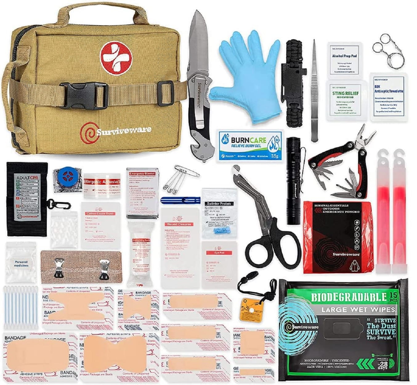 Surviveware Survival First Aid Kit For Outdoor Preparedness In Tan ...