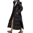 thumbnail image 2 of Women's Extra Long Hooded Puffer Coat, Over Knee Length Thickened Winter Jacket, Side Slit Detail Parka, Warm Down Alternative Coat, Casual Maxi Coat Black L, 2 of 7