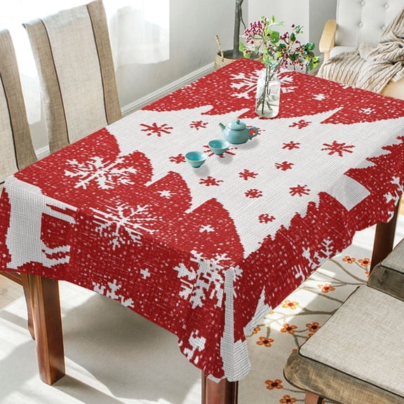 BZSMCE Square Tablecloth Red Christmas Print Pattern Tableclothes