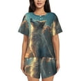 thumbnail image 1 of Balery Starry Sky Cloud Wolf Conjunto de Pijama para Mujer con Estampado, Dos Piezas de Manga Corta y Shorts, Ropa de Dormir Suave con Cuello Redondo y Bolsillos-4X-Large, 1 of 6