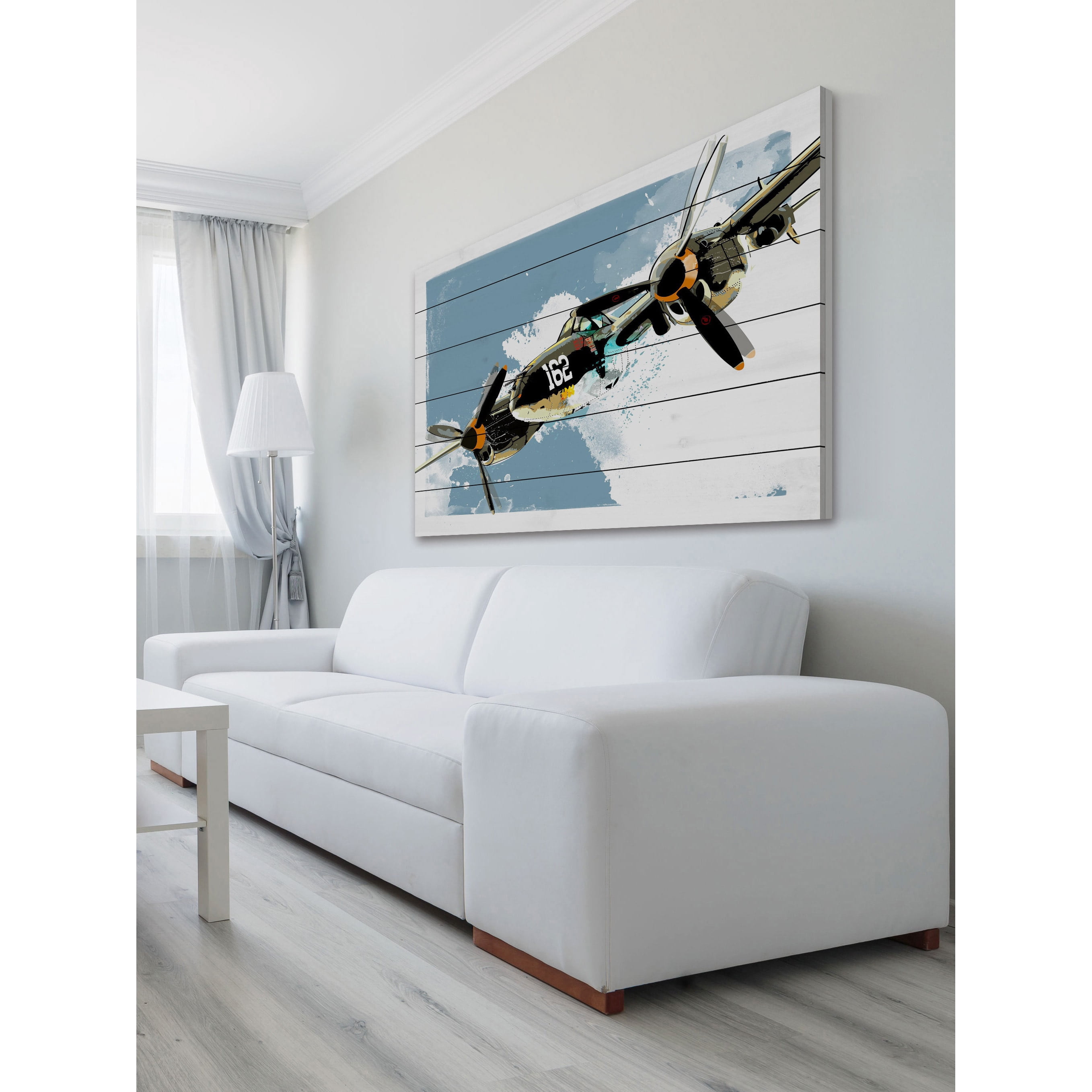 Marmont Hill "P38 Lightning" by Rick Martin Painting Print on White Wood